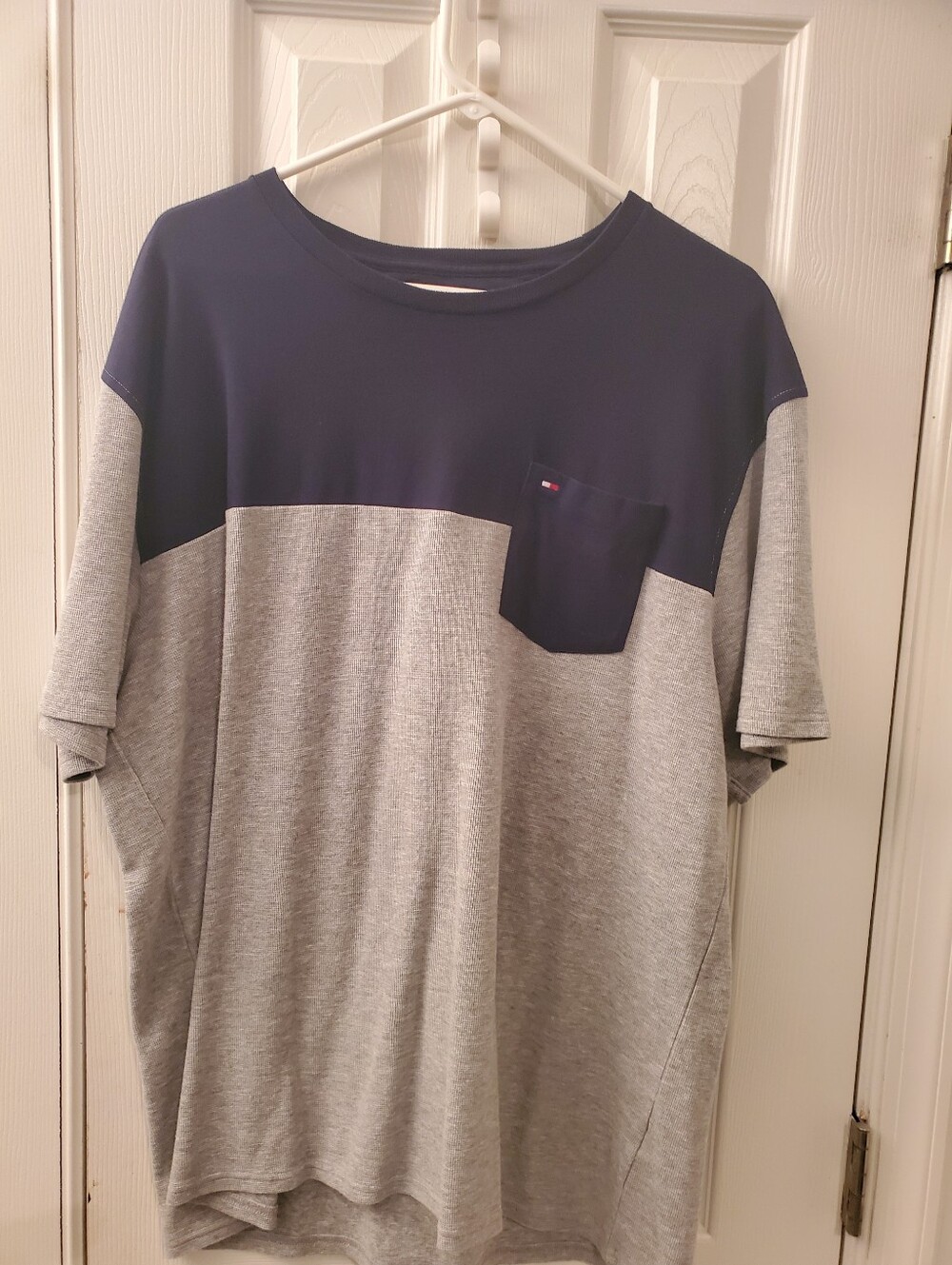Tommy Hilfiger Navy and Light Gray Colorblock Pocket Tee